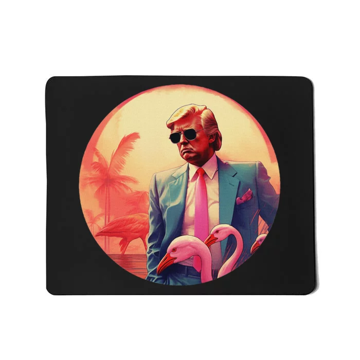 Trump Vice Style Sunglasses And Flamingos In Miami Mousepad