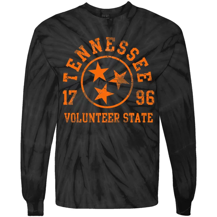 Tennessee Volunteer State Flag Home Vintage Distressed Tie-Dye Long Sleeve Shirt