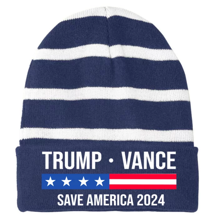 Trump Vance Save America 2024 Usa Election Striped Beanie with Solid Band