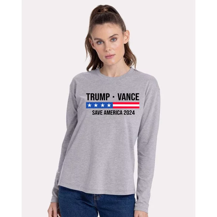 Trump Vance Save America 2024 Usa Election Womens Cotton Relaxed Long Sleeve T-Shirt