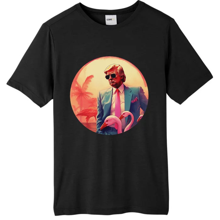 Trump Vice Style Sunglasses And Flamingos In Miami ChromaSoft Performance T-Shirt