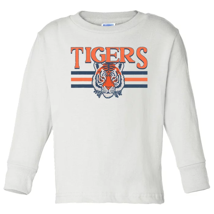 Tigers Vintage Sports Name Design Toddler Long Sleeve Shirt