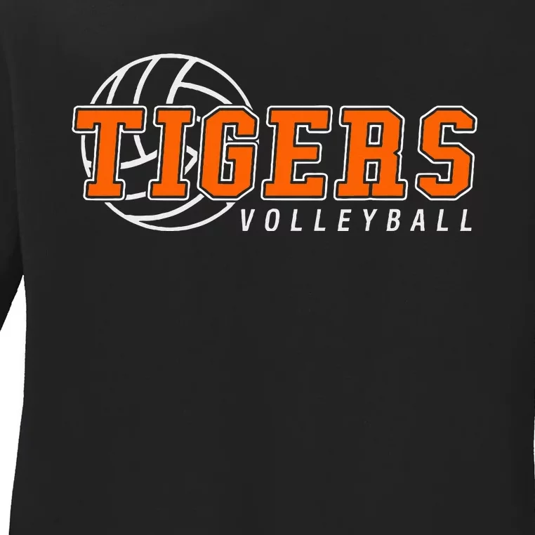 Tigers Volleyball Team Tiger Mascot Sport Gift Idea Ladies Long Sleeve Shirt