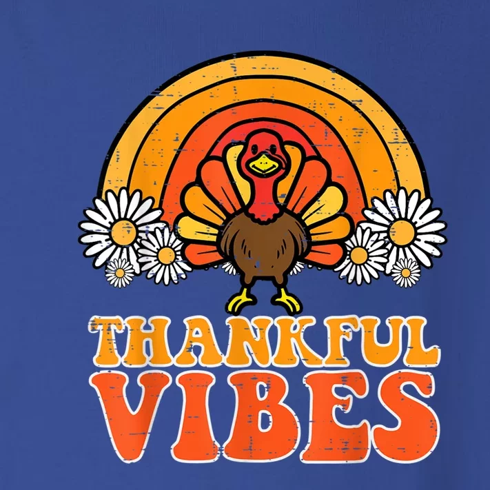 Thankful Vibes Turkey Rainbow Funny Retro Thanksgiving Women Toddler Long Sleeve Shirt