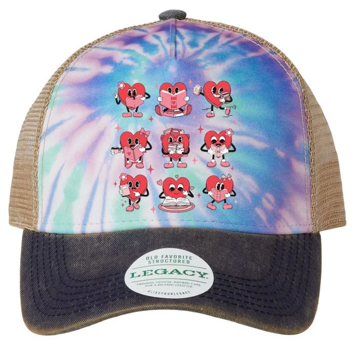 Teacher Valentine Teacher Heart Reading Legacy Tie Dye Trucker Hat