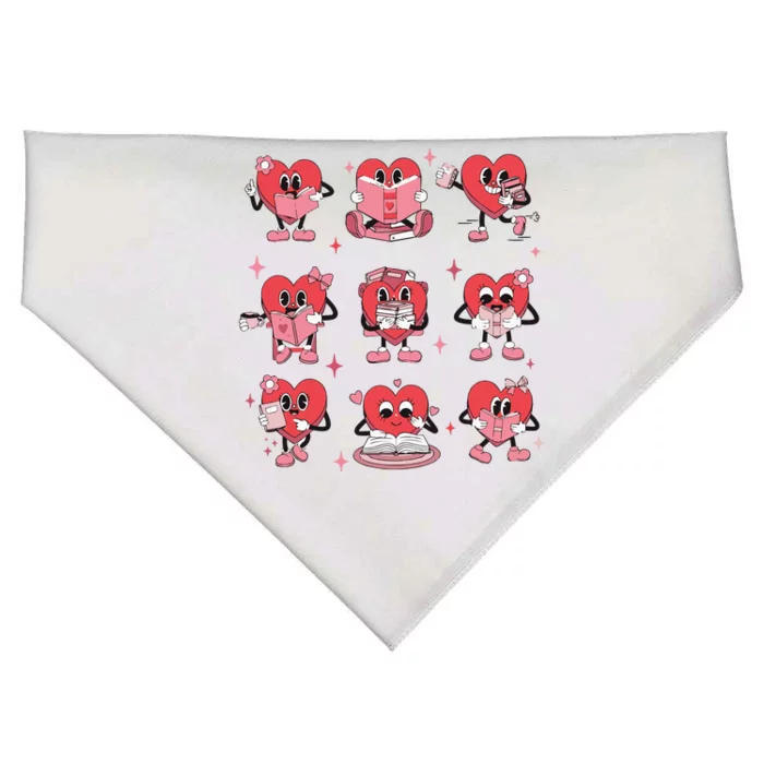 Teacher Valentine Teacher Heart Reading USA-Made Doggie Bandana