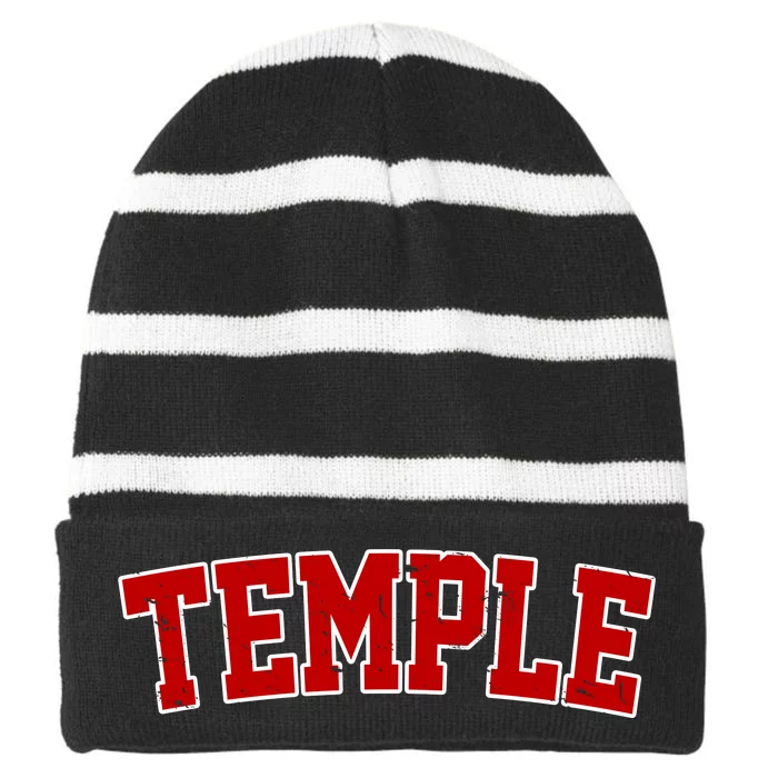 Temple Vintage Texas Sports Design Striped Beanie with Solid Band