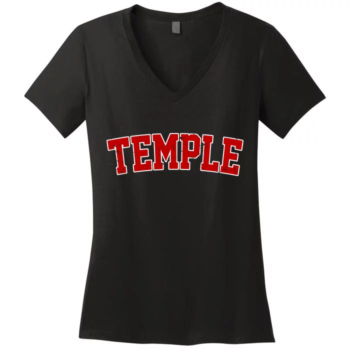 Temple Vintage Texas Sports Design Women's V-Neck T-Shirt