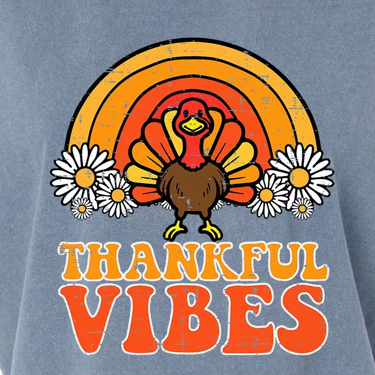 Thankful Vibes Turkey Rainbow Thanksgiving Women Garment-Dyed Women's Muscle Tee