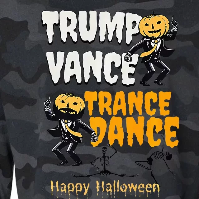 Trump Vance Trance Dance Happy Halloween Dancing Skeleton Premium Cropped Pullover Crew