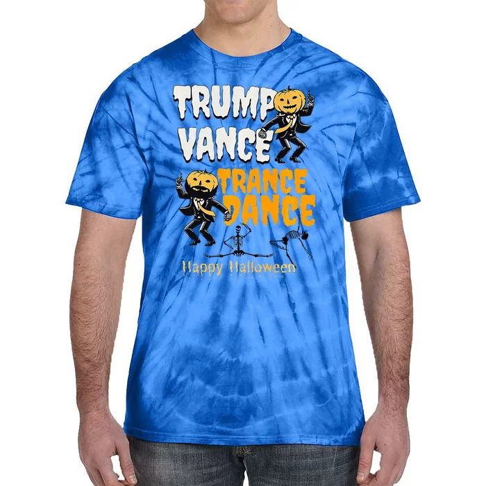 Trump Vance Trance Dance Happy Halloween Dancing Skeleton Premium Tie-Dye T-Shirt