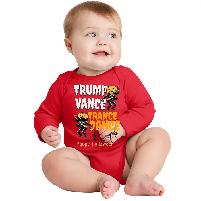 Trump Vance Trance Dance Happy Halloween Dancing Skeleton Premium Baby Long Sleeve Bodysuit