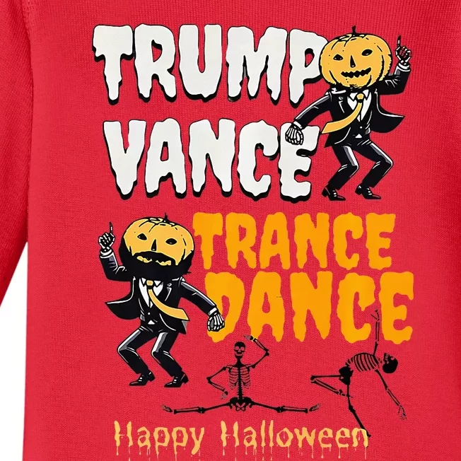 Trump Vance Trance Dance Happy Halloween Dancing Skeleton Premium Baby Long Sleeve Bodysuit