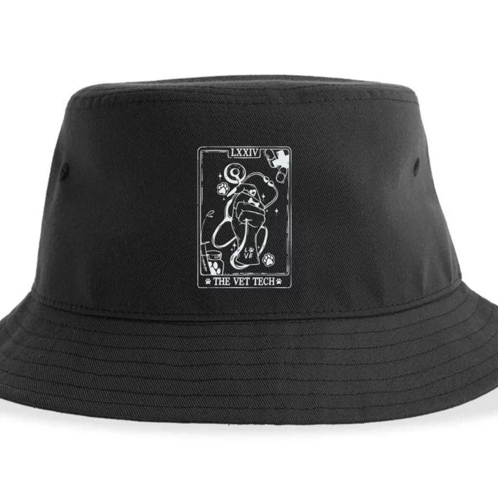 The Vet Tech Tarot Card Funny Veterinary Tech Sustainable Bucket Hat