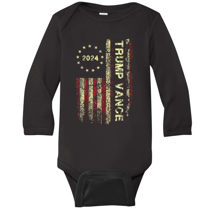 Trumpmania Vance Trump Vance 2024 Take America Back Baby Long Sleeve Bodysuit