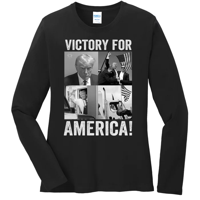 Trump Victory Trump Wins 2024 Election President Celebration 47th President Ladies Long Sleeve Shirt