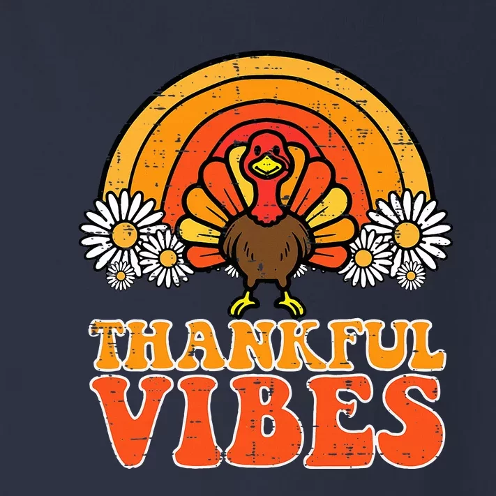 Thankful Vibes Turkey Rainbow Funny Retro Thanksgiving Toddler Long Sleeve Shirt