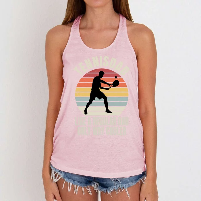 Tennisdad Vintage Tennis Dad Like A Regular Dad But Cooler Meaningful Gift Women's Knotted Racerback Tank