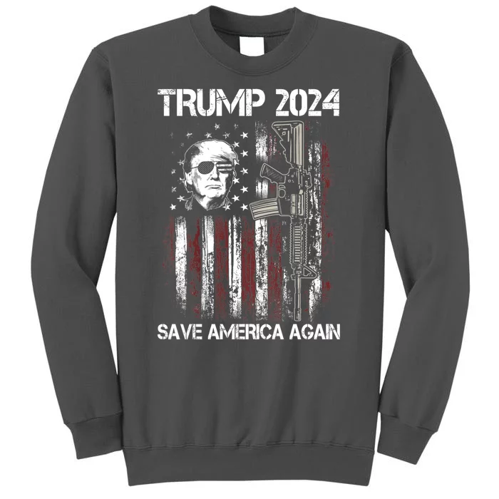 Trump Vintage Usa Flag 2024 President Election Tall Sweatshirt