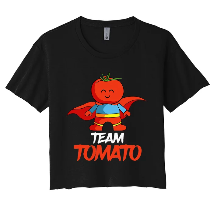 Tomatoes Vegetable Vegans Gardeners Team Superhero Women's Crop Top Tee