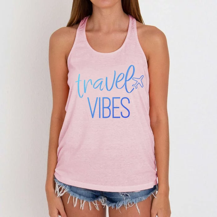 Travel Vibes Vacay Mode Wanderlust Gift Women's Knotted Racerback Tank