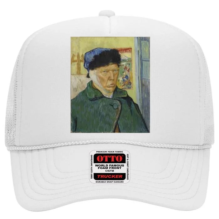 Trump Vincent Van Gogh Funny 2024 High Crown Mesh Trucker Hat