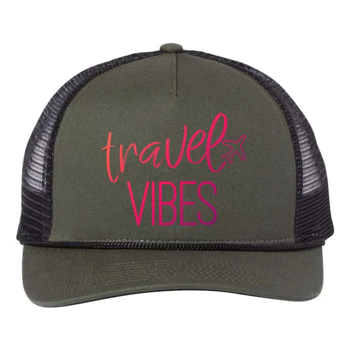 Travel Vibes Vacay Mode Wanderlust Gift Retro Rope Trucker Hat Cap