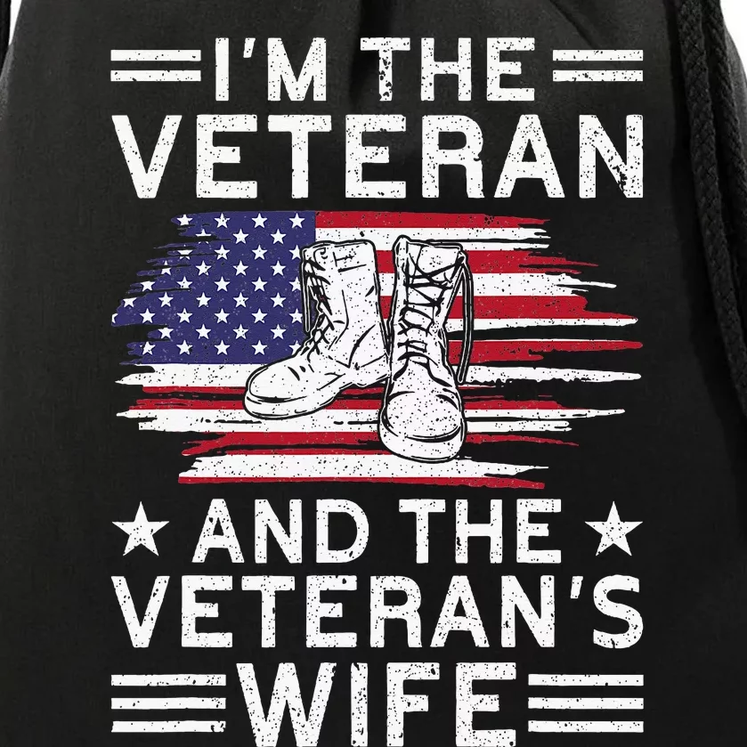 The Veterans Wife Proud American Veteran Wife Drawstring Bag