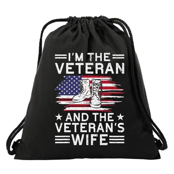 The Veterans Wife Proud American Veteran Wife Drawstring Bag