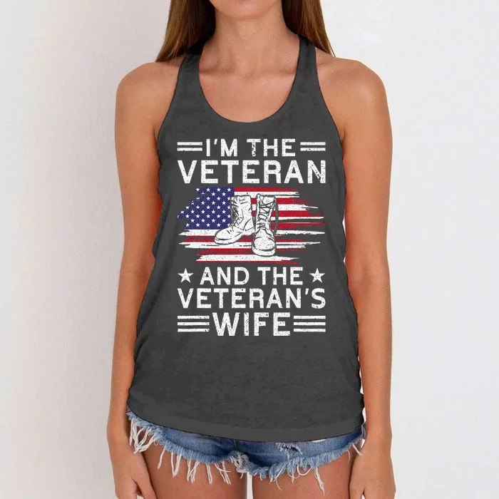 The Veterans Wife Proud American Veteran Wife Women's Knotted Racerback Tank