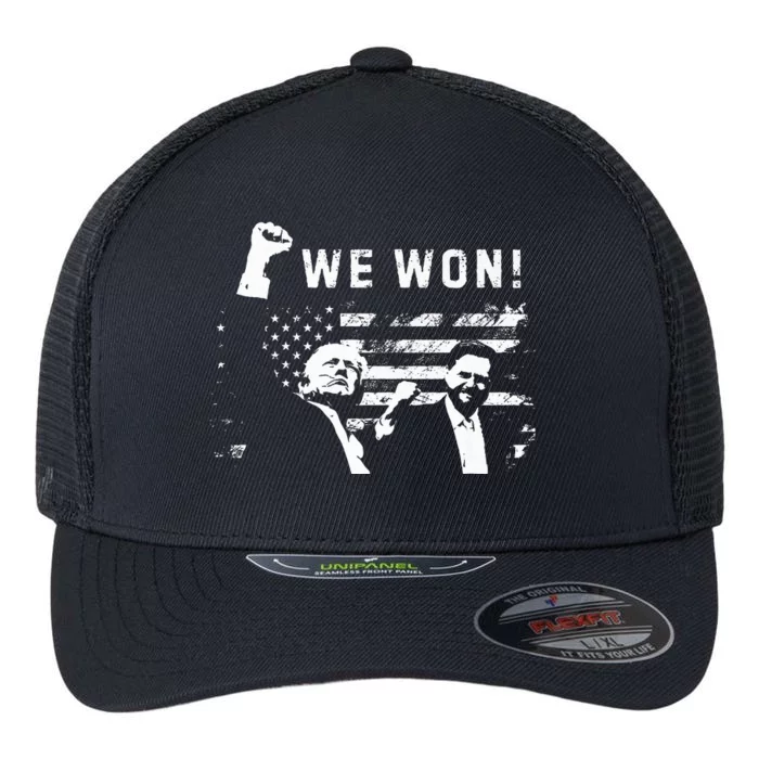 Trump Vance We Won Win Inauguration Day 2025 47th President Flexfit Unipanel Trucker Cap