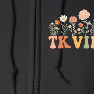 TK Vibes Wildflower Retro Teacher Daisy Kids Back To School Full Zip Hoodie