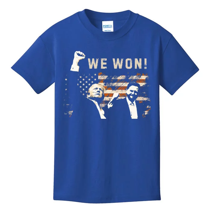 Trump Vance We Won Win Inauguration Day 2025 47th President Kids T-Shirt