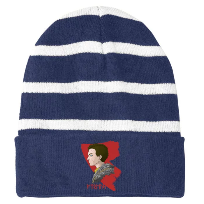 The Viking Warrior Striped Beanie with Solid Band