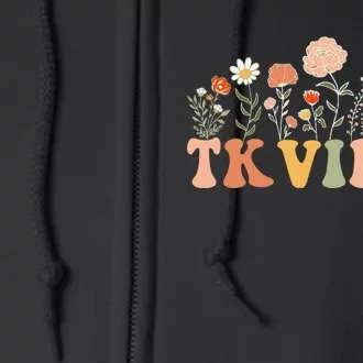 TK Vibes Wildflower Retro Teacher Daisy Back To School Full Zip Hoodie