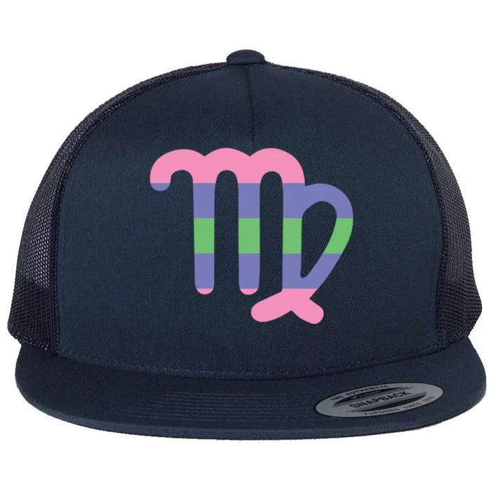 Trigender Virgo Zodiac Sign Trigender Pride Flag Gift Flat Bill Trucker Hat