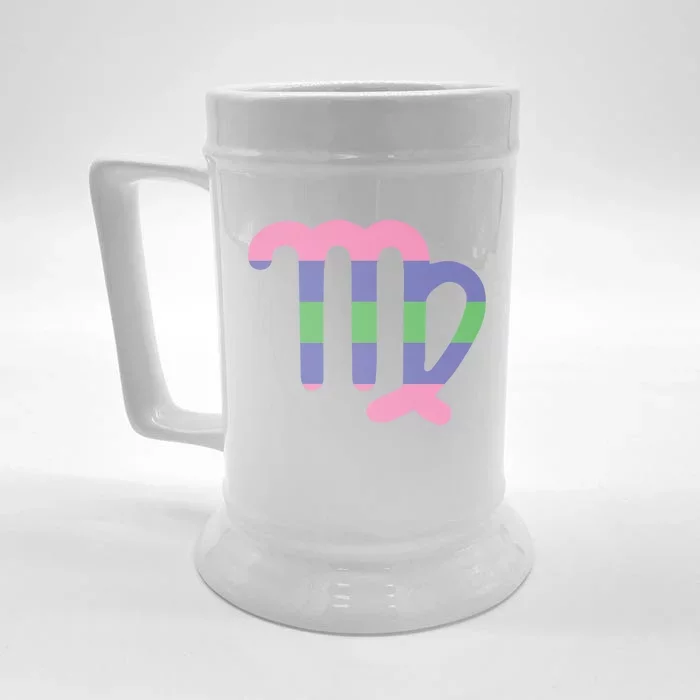 Trigender Virgo Zodiac Sign Trigender Pride Flag Gift Front & Back Beer Stein