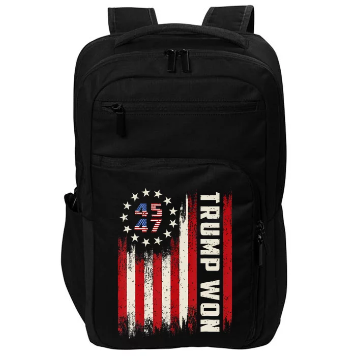 Trump Won 2024 45 47th President Usa Flag Impact Tech Backpack