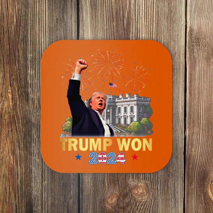 Trump Won 2024 President 47th Of White House Donald Trump Gift Coaster