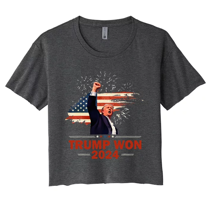 Trump Won 2024 Election President 47 Th American Flag Women's Crop Top Tee