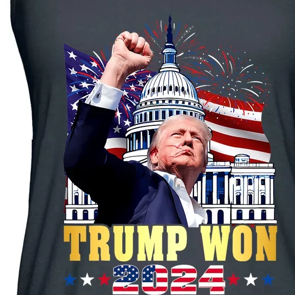 Trump Won 2024 President 47th Of White House Donald Trump Ladies Essential Flowy Tank