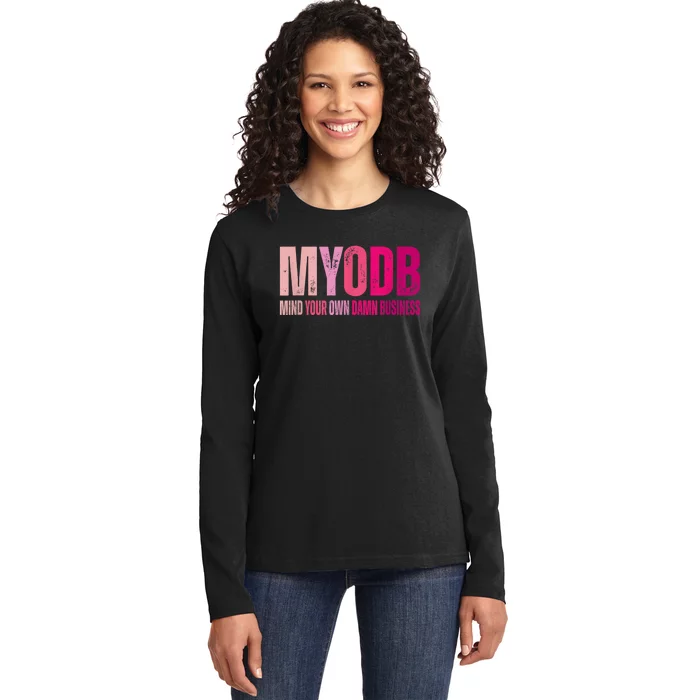 Tim Walz 2024 Mind Your Own Damn Business Ladies Long Sleeve Shirt