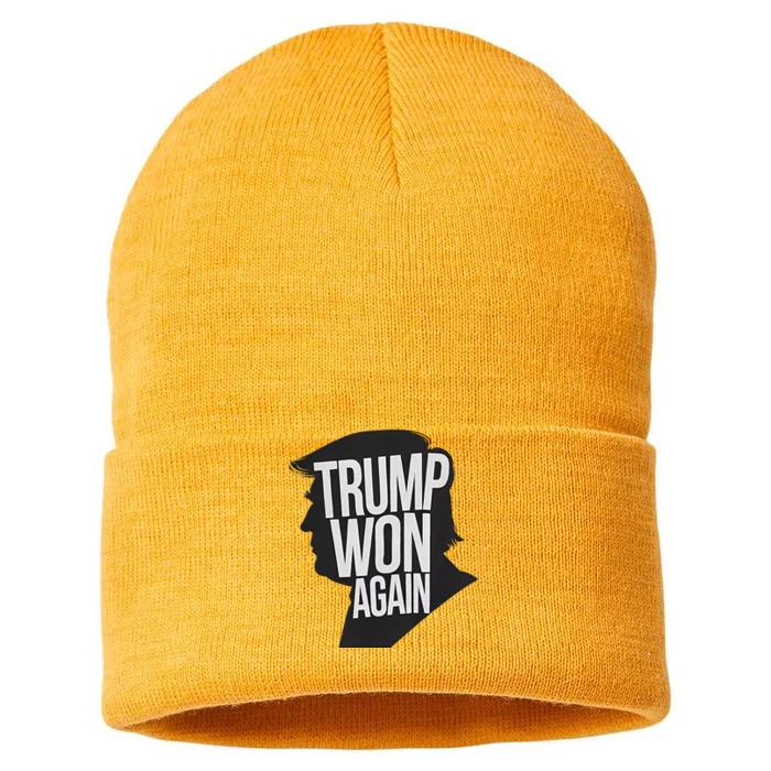 Trump Wins 2024 Election Trump Won Again 2024 Sustainable Knit Beanie