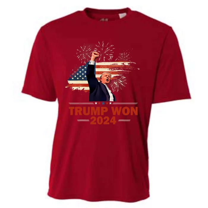 Trump Won 2024 Election President 47 Th American Flag Cooling Performance Crew T-Shirt