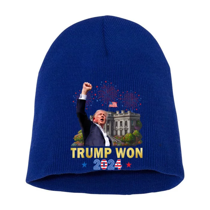 Trump Won 2024 President 47th Of White House Gift Short Acrylic Beanie