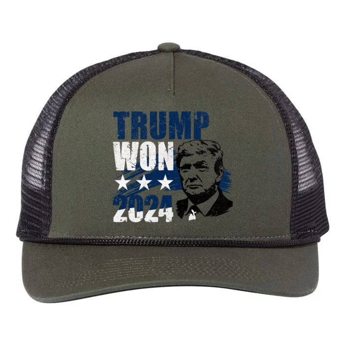 Trump Won 2024 President 47th Of White House Donald Trump Retro Rope Trucker Hat Cap