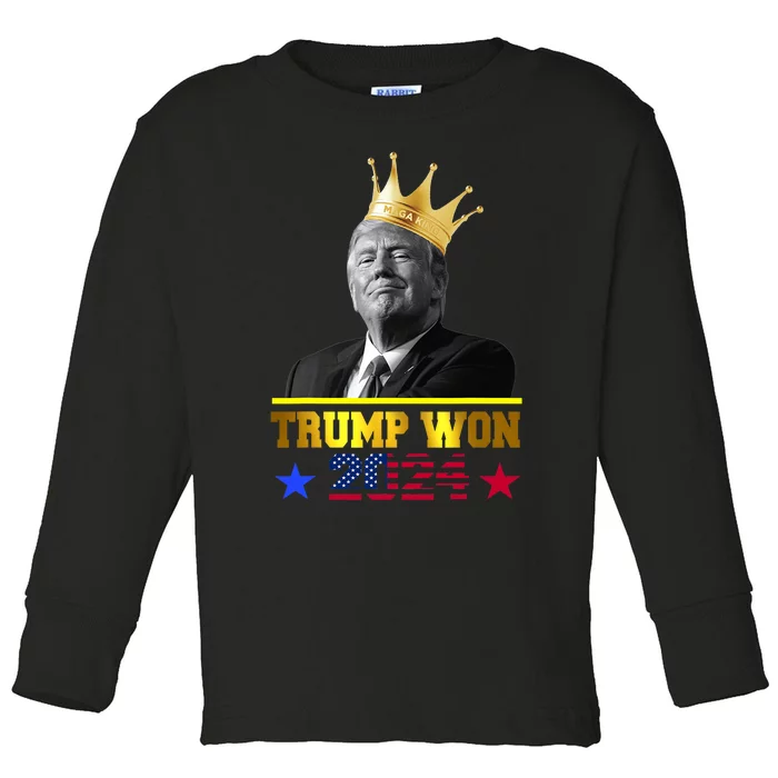 Trump Won 2024 President 47th Of White House Donald Trump 2024 Victory Toddler Long Sleeve Shirt