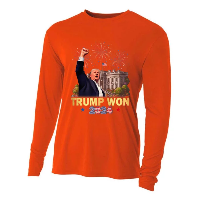 Trump Won 2024 President 47th Of White House Donald Trump Cooling Performance Long Sleeve Crew