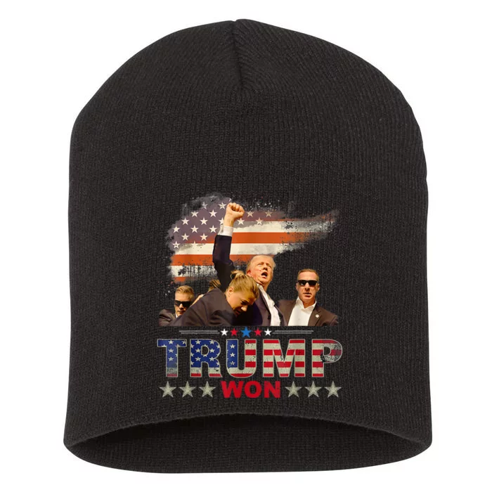 Trump Won 2024 President 47th Of White House Donald Trump Short Acrylic Beanie