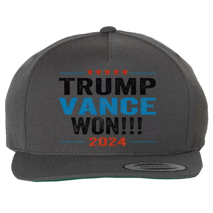 Trump Won 2024 President Trump Victory 2024 Fired Harris Wool Snapback Cap